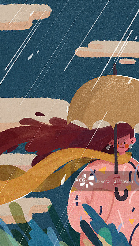 雨季里的女孩图片素材