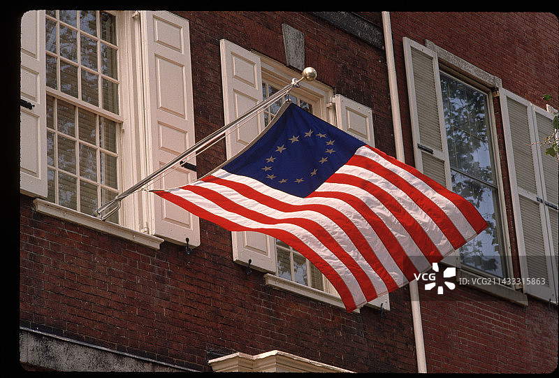 费城鲍威尔故居的旗帜图片素材