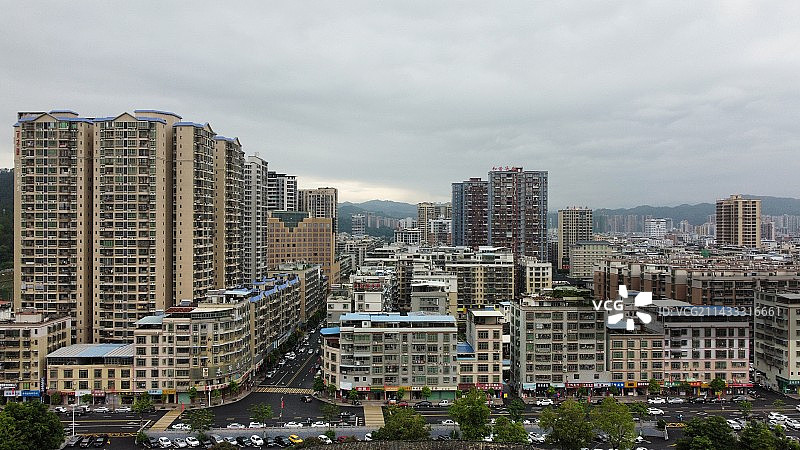 广东梅州城市风貌航拍鸟瞰图片素材