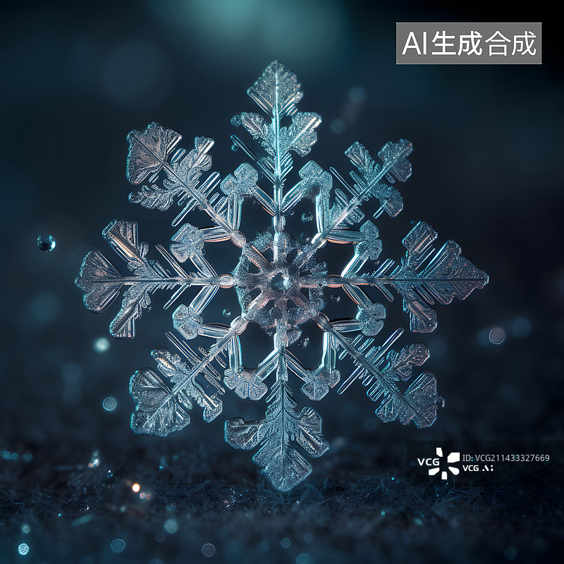 【AI数字艺术】雪花特写镜头，宏观雪花和降雪素材图片素材