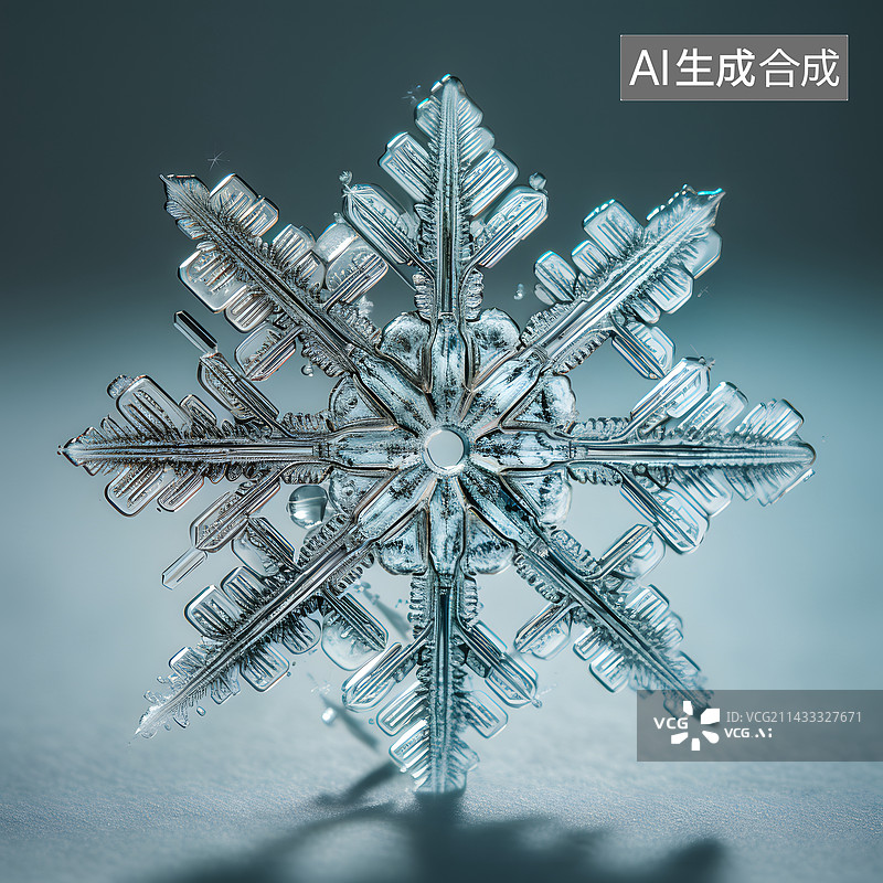 【AI数字艺术】雪花特写镜头，宏观雪花和降雪素材图片素材