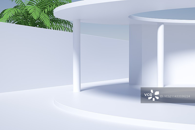 三维渲染空间建筑抽象白色背景图片素材
