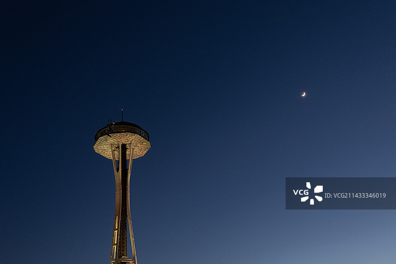 西雅图太空针塔夜景图片素材