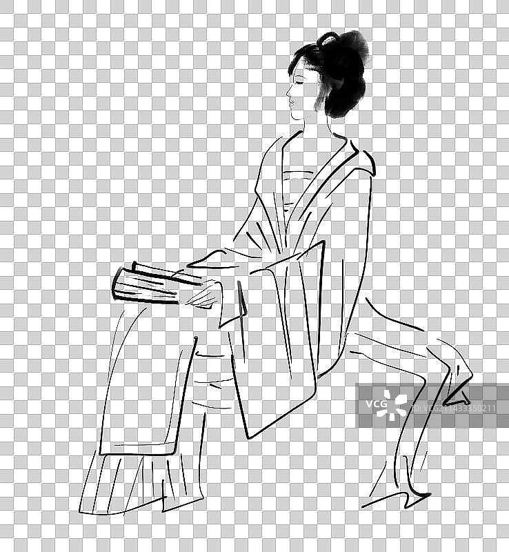 酒文化中国风古风女孩插画设计元素图片素材