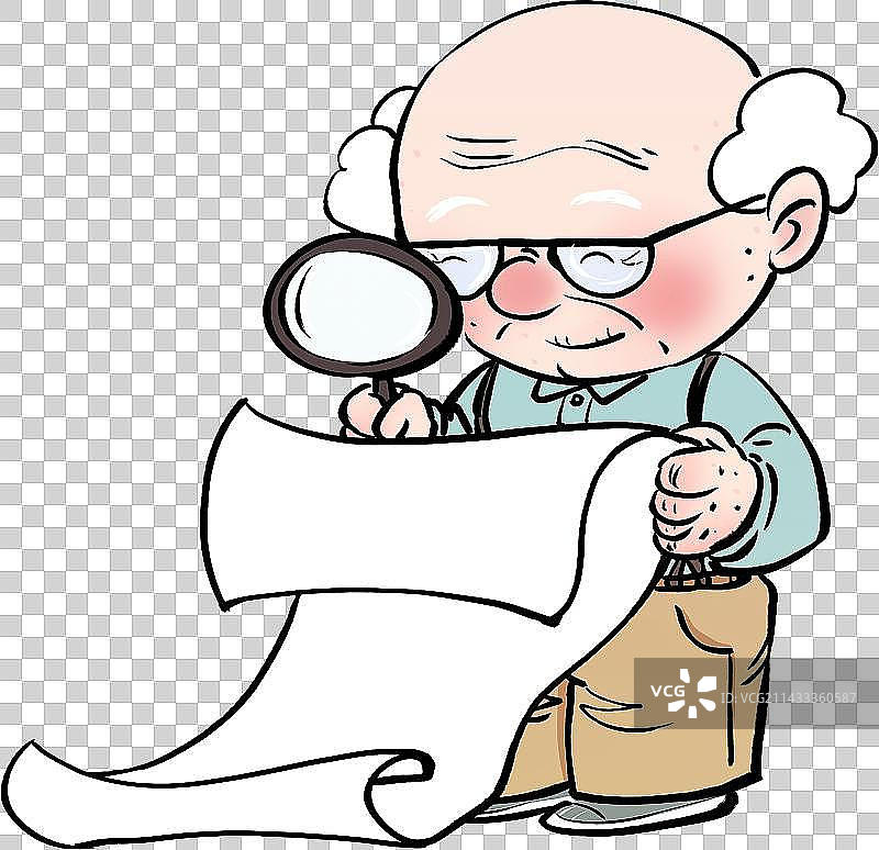 看报告的老爷爷人物元素图片素材
