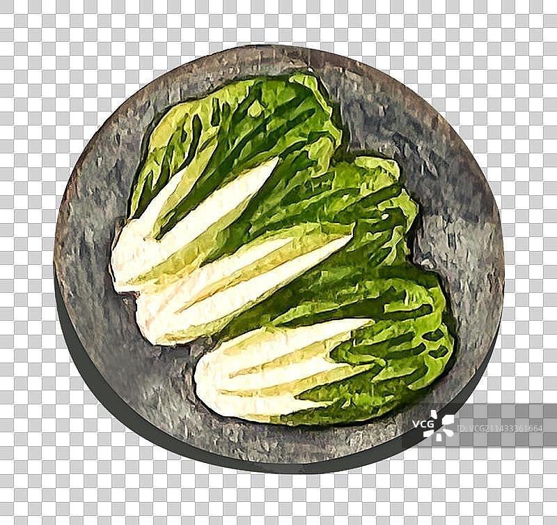 一盘青菜家常菜插画图片素材