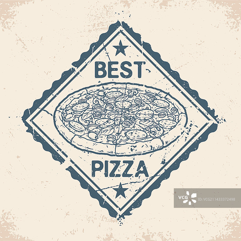 最佳披萨复古单色贴纸图片素材