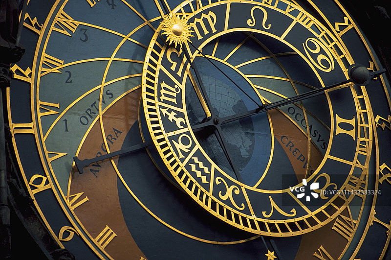 布拉格天文钟特写图片素材