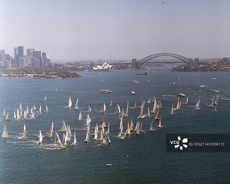悉尼至霍巴特帆船赛开赛图片素材