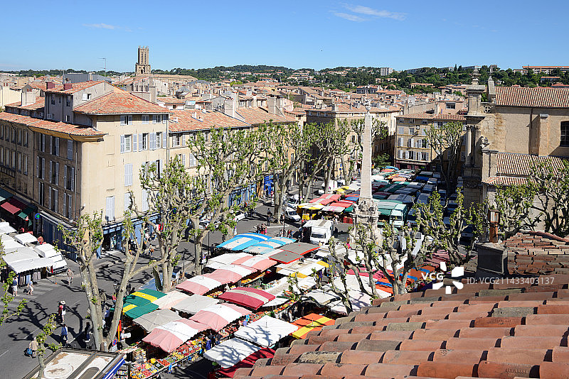 普雷舍尔广场集市，艾克斯-普罗旺斯图片素材