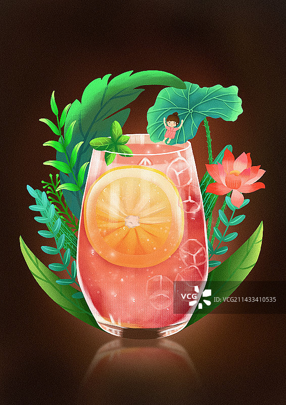 夏天扁平渐变肌理饮品插画图片素材