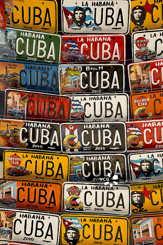 古巴哈瓦那车牌纪念品图片素材