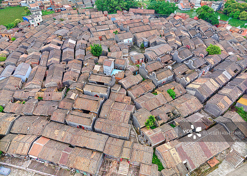 航拍广东肇庆高要黎槎村八卦村风光图片素材