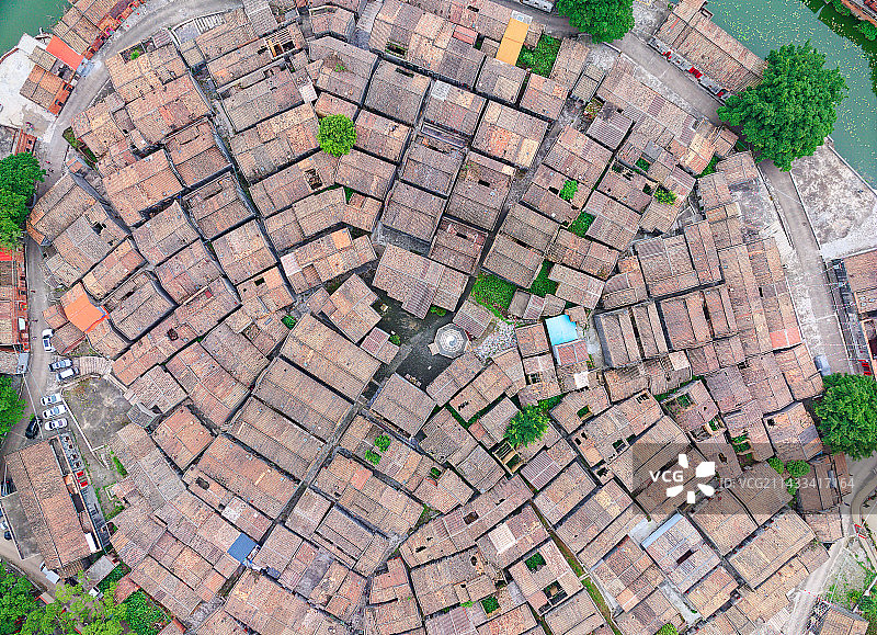 航拍广东肇庆高要黎槎村八卦村村庄风光图片素材