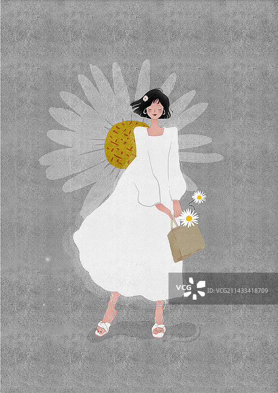 女孩和花朵图片素材