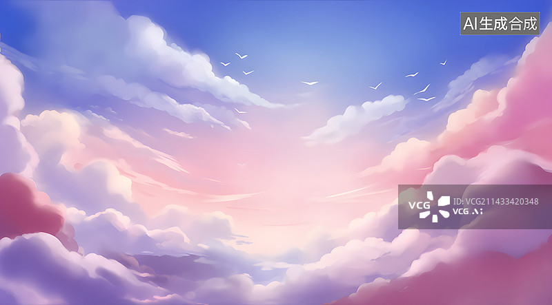 【AI数字艺术】清新甜美云彩插画图片素材