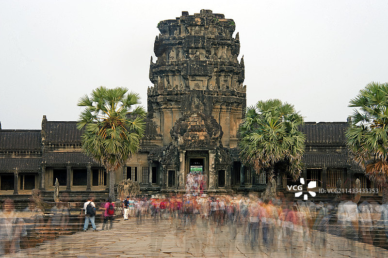 柬埔寨吴哥寺人潮图片素材