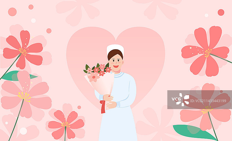 手捧鲜花的护士图片素材