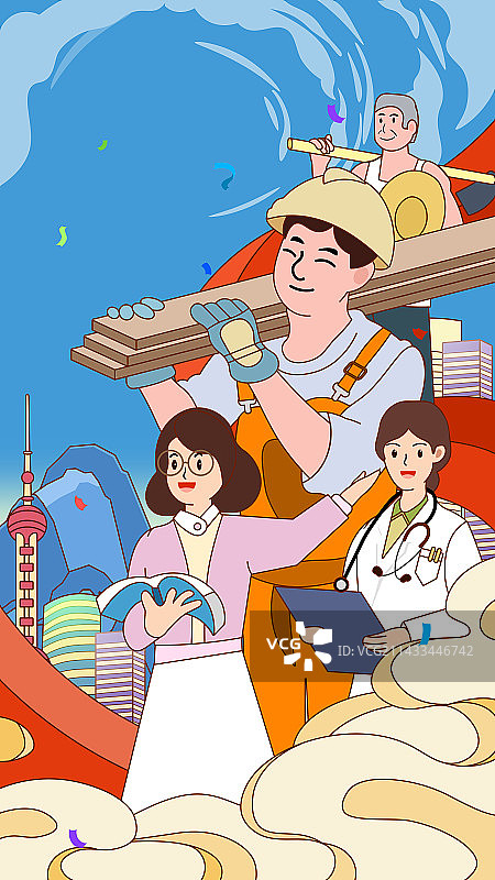 五一劳动节教师医生农民工农民海报图片素材