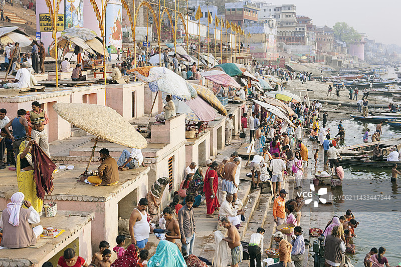 印度瓦拉纳西的达萨斯瓦梅朵河坛图片素材