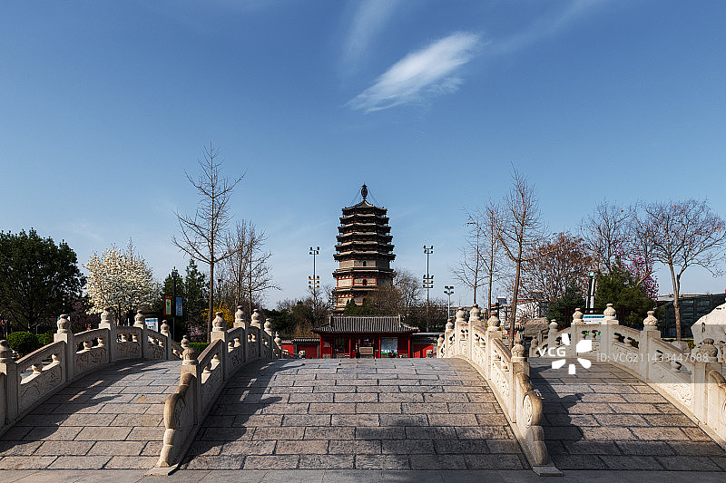 河北正定古城的天宁寺凌霄塔图片素材