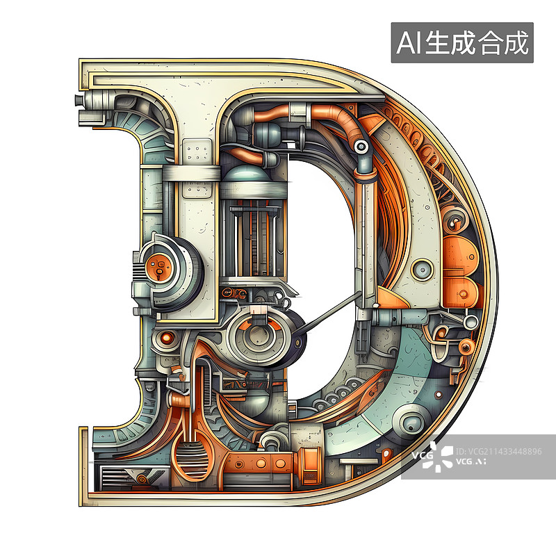 【AI数字艺术】字母D插画图片素材