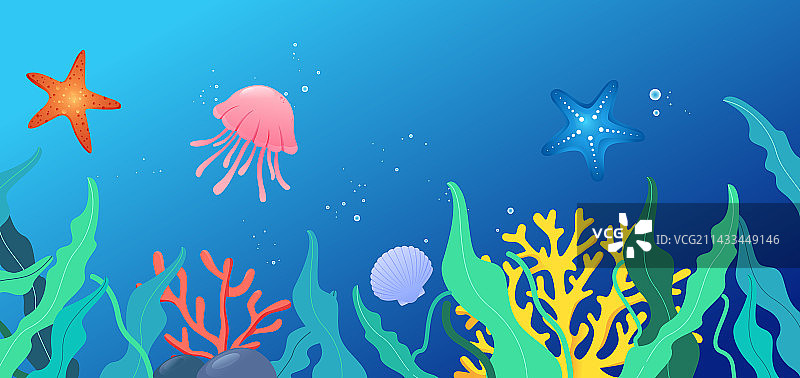 世界海阳日海洋节海底矢量背景图片素材
