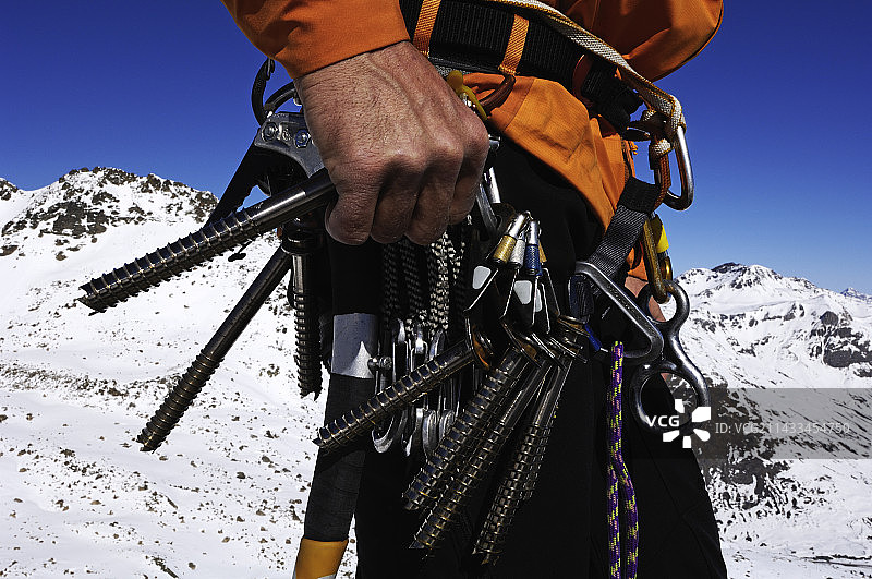 瑞士阿尔卑斯山的攀冰活动图片素材