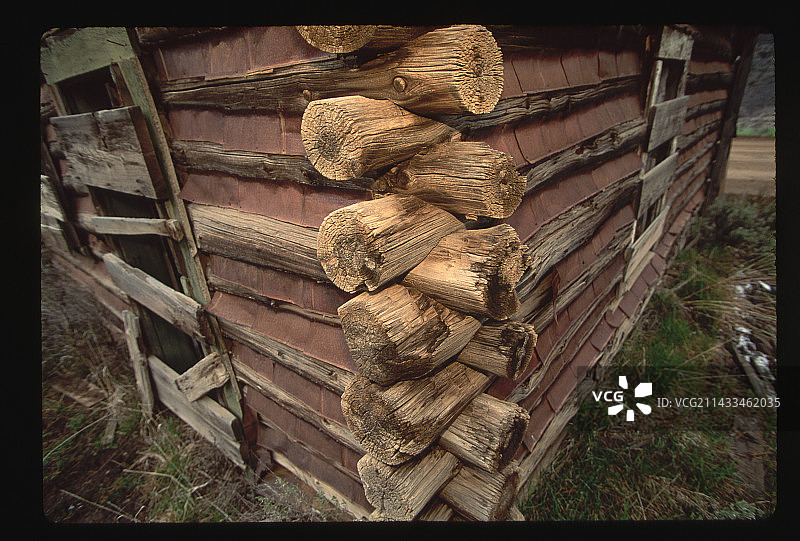 洋基叉地区木屋的接合角细节图片素材