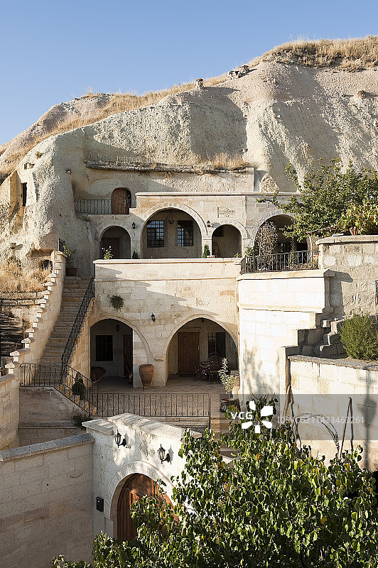 土耳其卡帕多西亚于尔居普的土耳其洞穴房屋图片素材