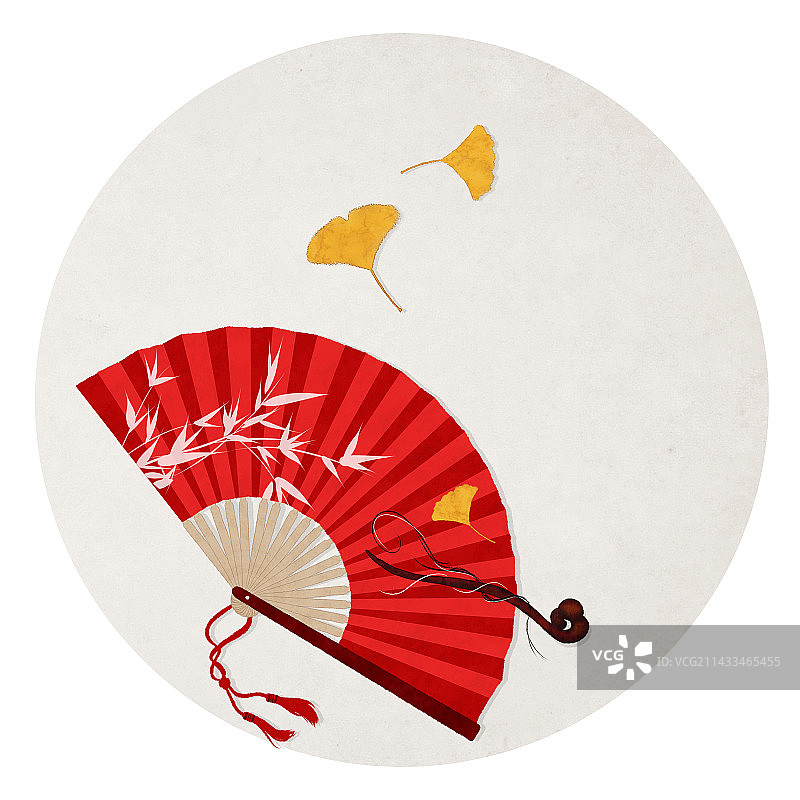 秋天扇子插画图片素材