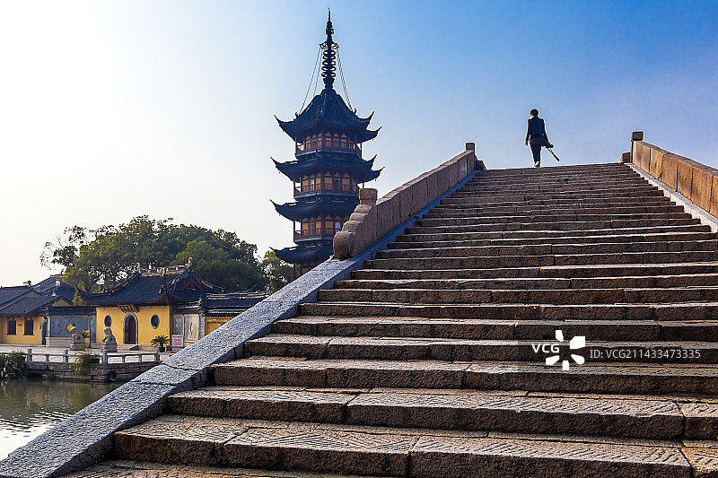 震泽禹迹桥与慈云寺塔图片素材