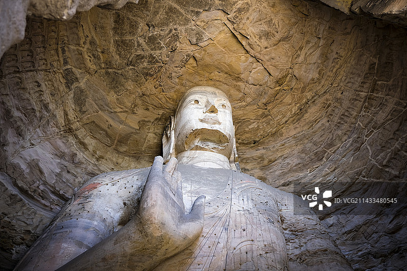 山西大同云冈石窟佛像图片素材