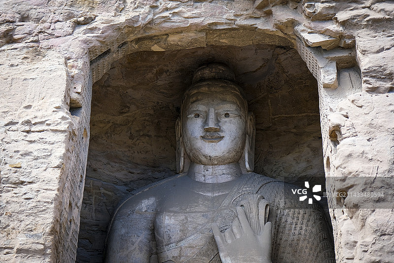 山西大同云冈石窟佛像图片素材