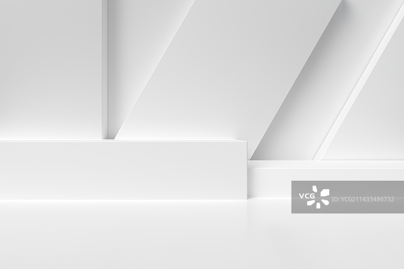 3D白色现代建筑室内空间图片素材