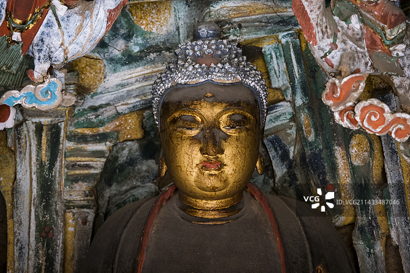 山西大同悬空寺精美古代塑像图片素材