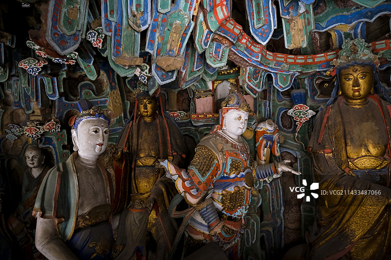 山西大同悬空寺精美古代塑像图片素材