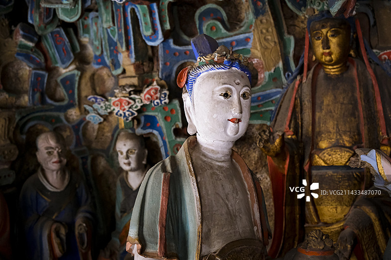 山西大同悬空寺精美古代塑像图片素材