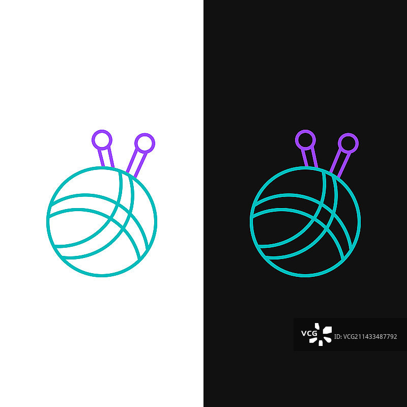 带编织针的毛线球图标图片素材