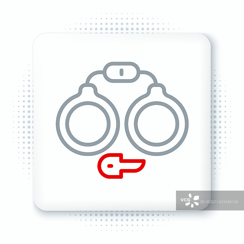 白色背景上的线条手铐图标图片素材
