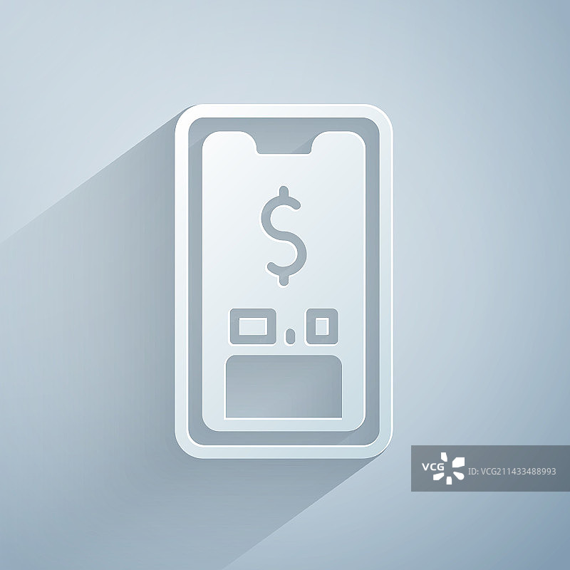 带有美元符号的剪纸智能手机图标图片素材