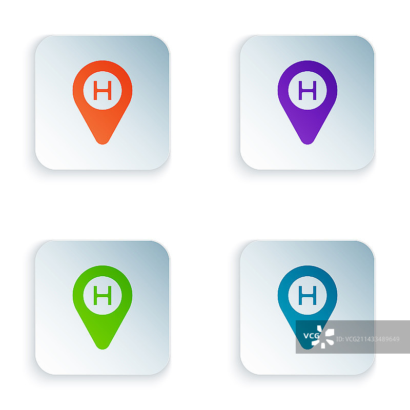 彩色直升机停机坪图标图片素材