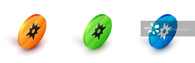 2.5D风向玫瑰图标，白色背景图片素材