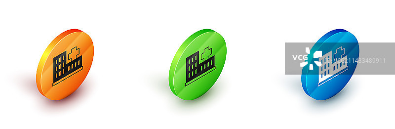 带有十字的2.5D医疗医院建筑图片素材