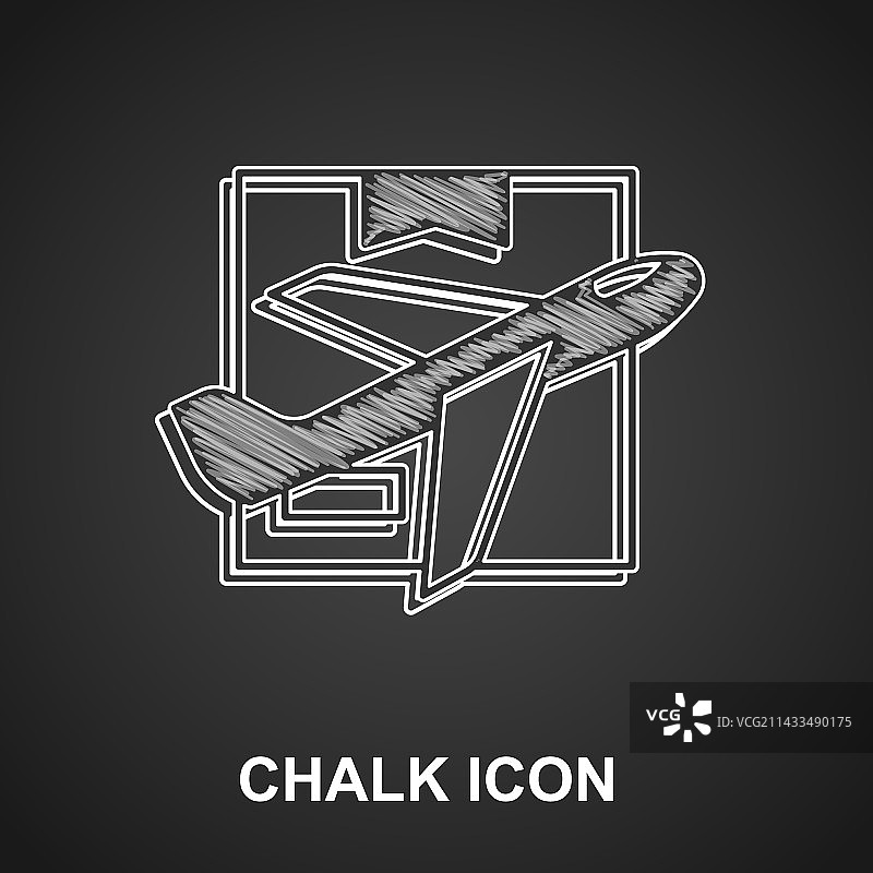 粉笔飞机和纸板箱图标图片素材