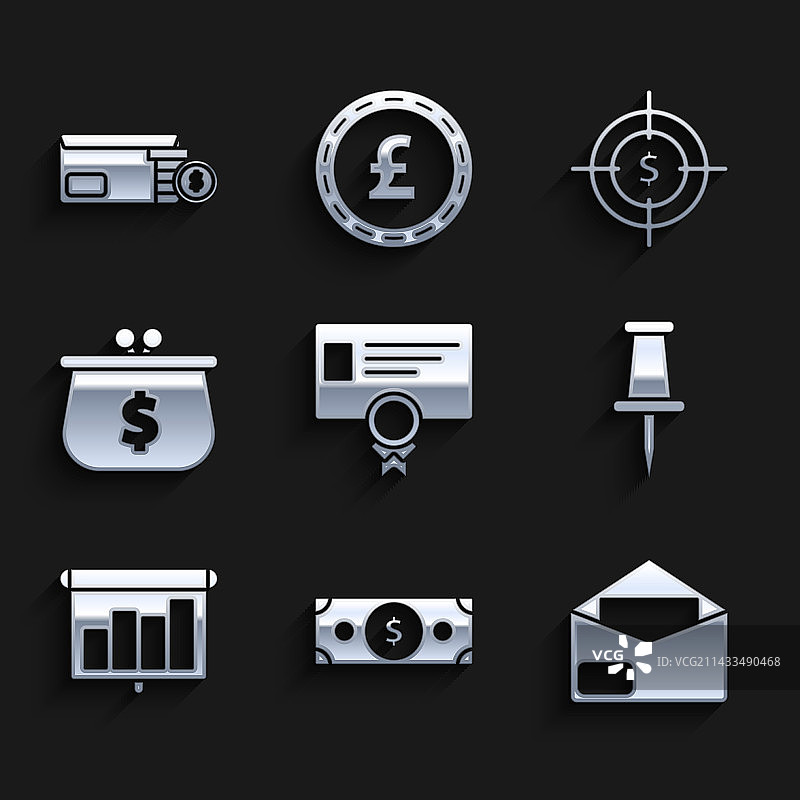 证书模板、信封图钉设计图片素材