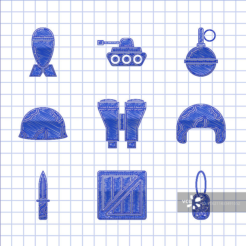 望远镜、军用弹药箱和狗牌图片素材