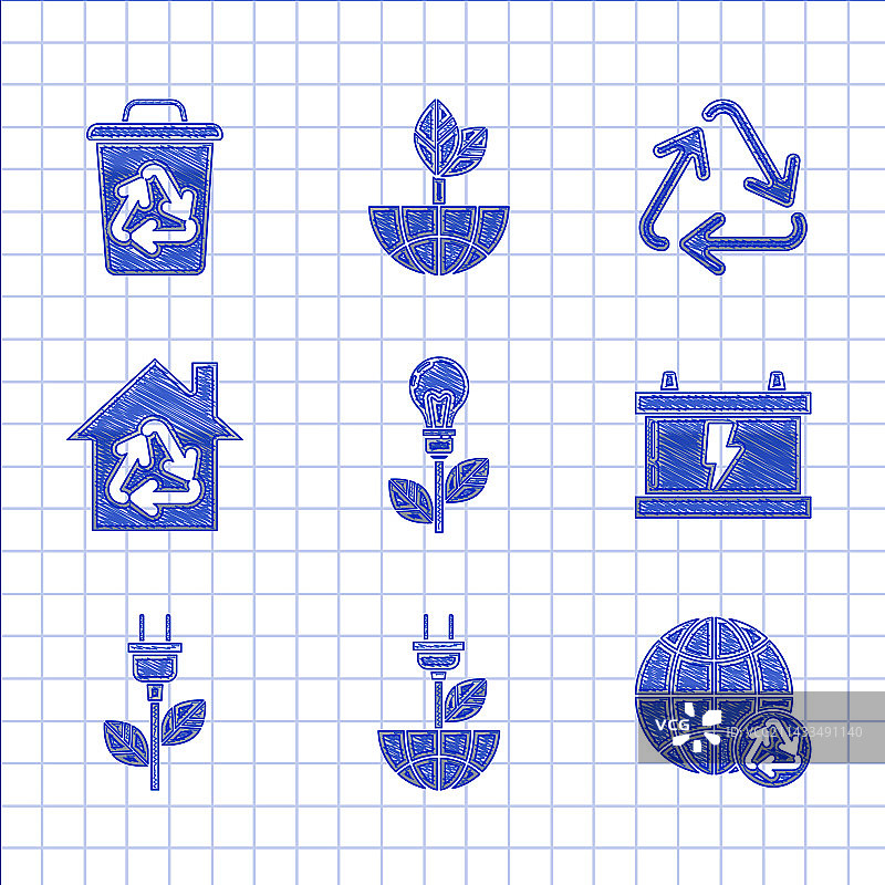 节能灯泡叶子插头图片素材