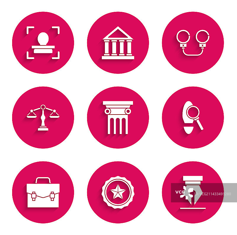 法律支柱警察徽章钢笔尖套装图片素材