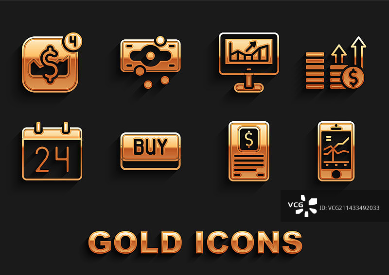 金融增长美元购买按钮套装图片素材